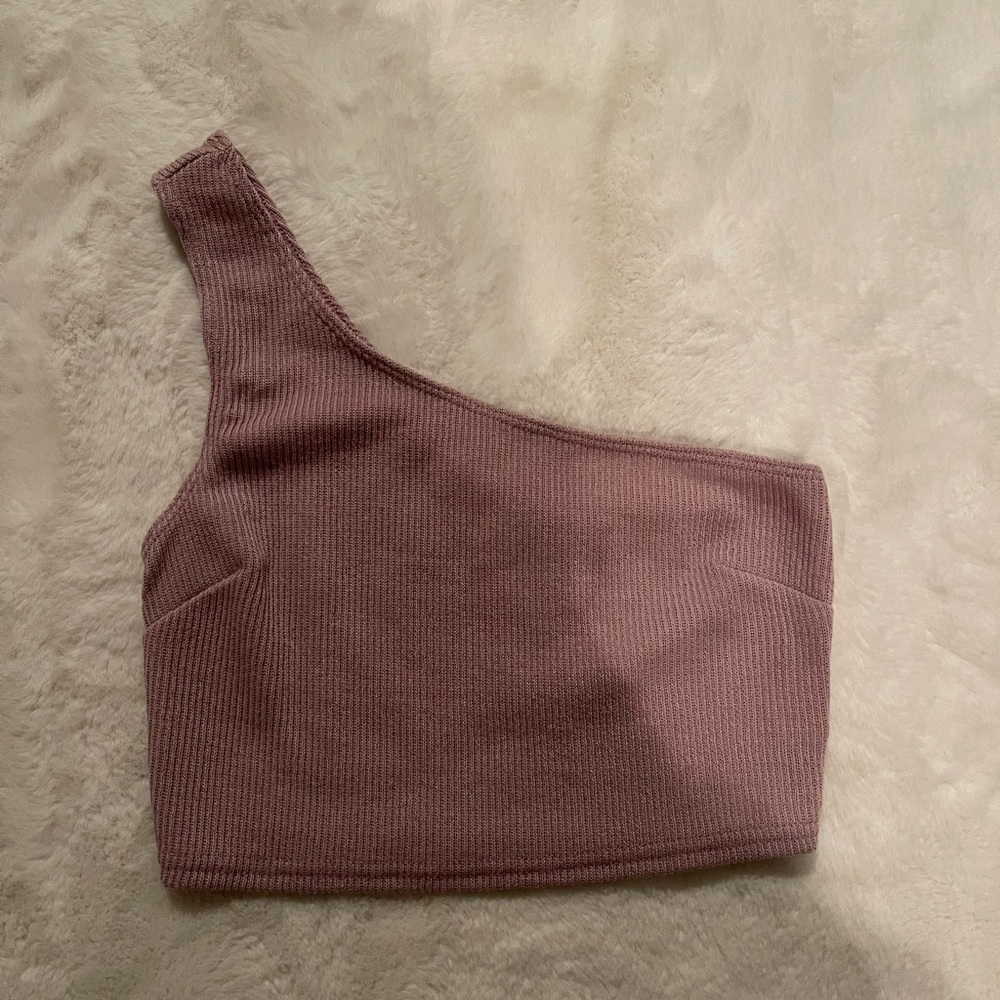 one shoulder ribbed knit top